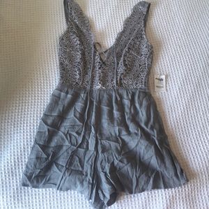 Gray lace romper